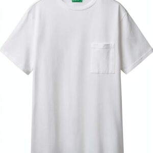 Tshirt Uomo Benetton Cotone Biologico Blu Giallo-0