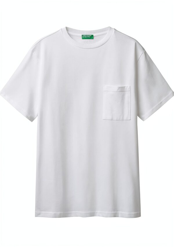 Tshirt Uomo Benetton Cotone Biologico Blu Giallo-0