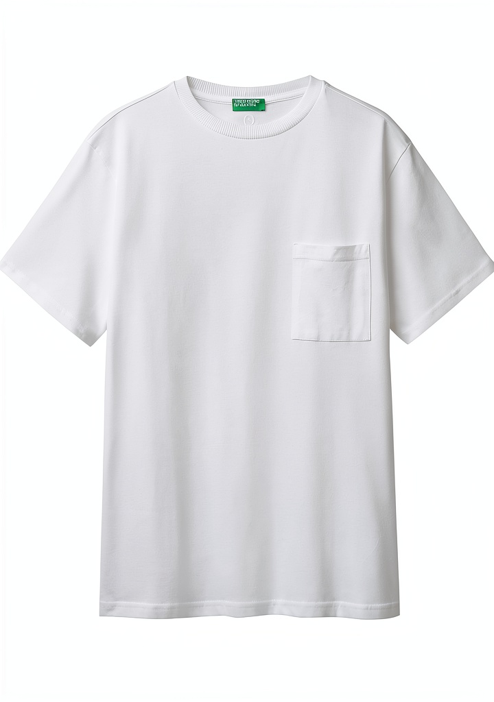 T-shirt Benetton uomo in cotone biologico blu e giallo
