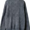 Maglia ciniglia Benetton bambine trecce verde viola-1