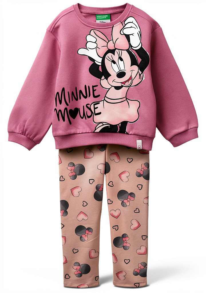 United Colors of Benetton completo per bambine in rosa con stampa multicolor