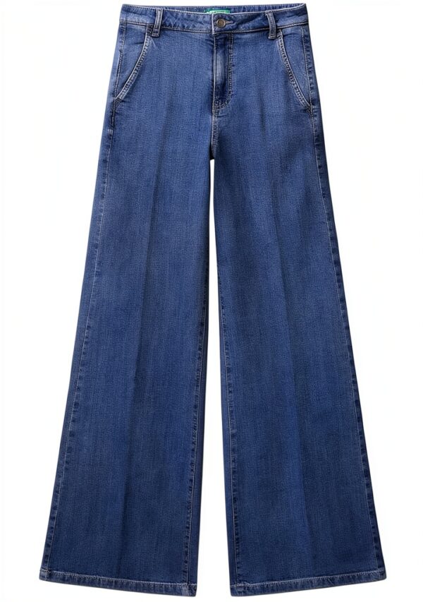 Pantaloni donna United Colors of Benetton denim stretch wide