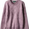 Maglia ciniglia Benetton bambine trecce verde viola-0