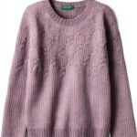 Maglia ciniglia Benetton bambine trecce verde viola-0