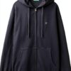 Felpa Uomo Benetton Zip Cappuccio Cotone Organico Nero-0