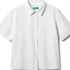 Camicia Benetton Viscosa Donna Colletto Classico Bianco-0