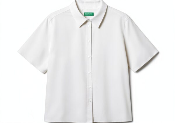 Camicia Benetton Viscosa Donna Colletto Classico Bianco-0