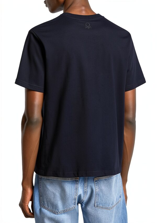 T-shirt Uomo Benetton Cotone Biologico Blu Giallo-1