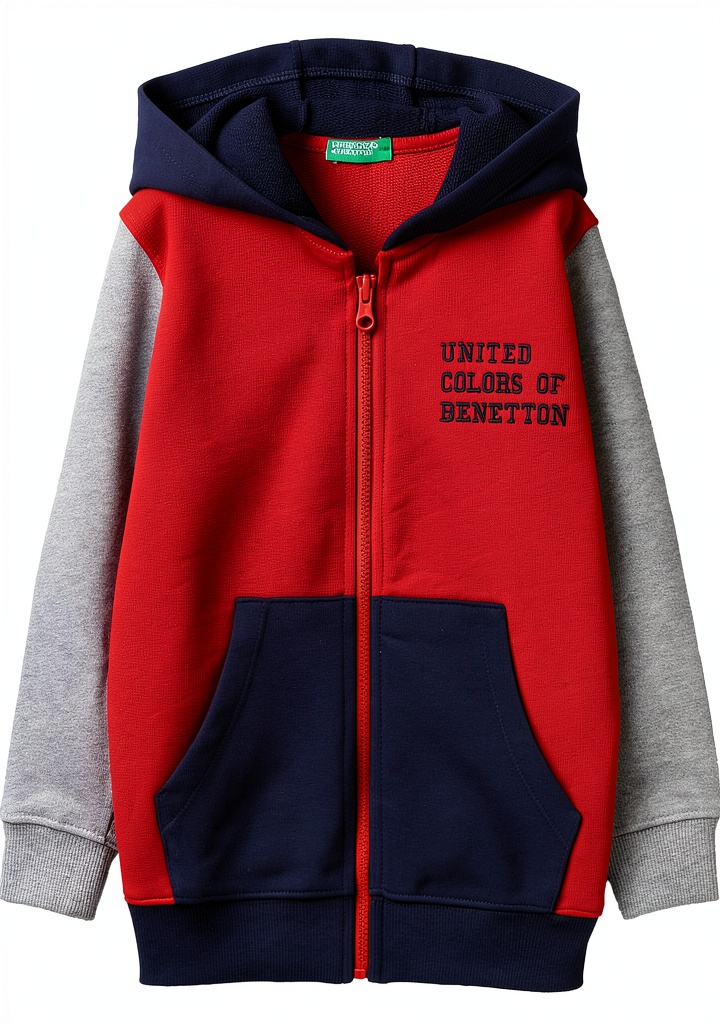 Felpa con cappuccio United Colors Benetton su bambino in movimento