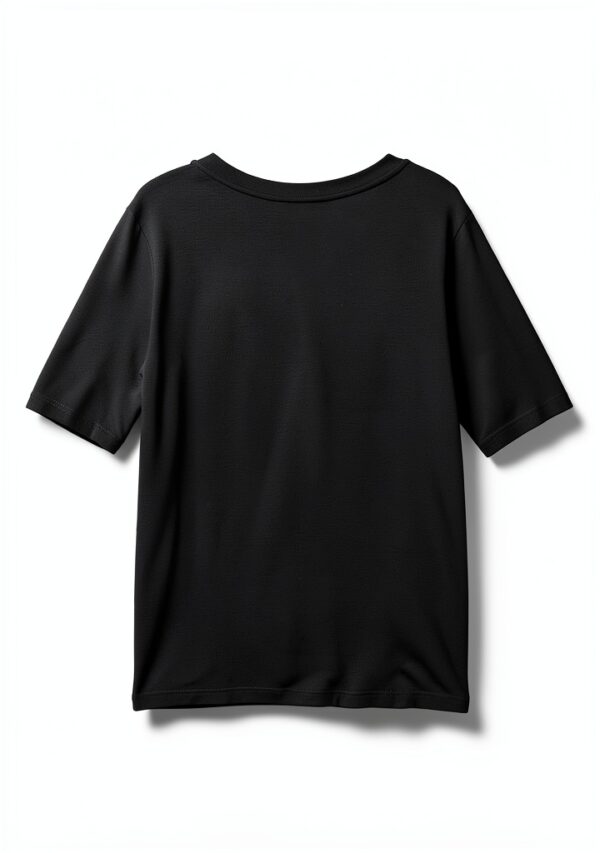 T-shirt Donna Eco-Viscosa Regular Fit Scollo V Nero Bianco-3