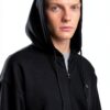 Felpa Uomo Benetton Zip Cappuccio Cotone Organico Nero Blu-5