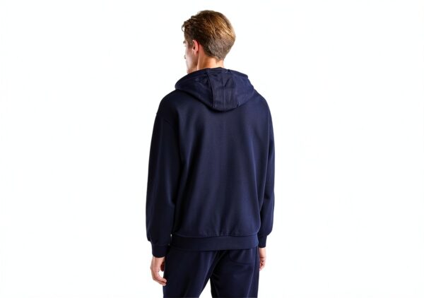 Felpa Uomo Benetton Zip Cappuccio Cotone Organico Nero-5