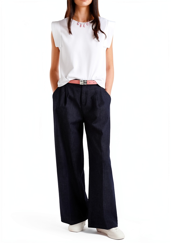 Jeans donna United Colors of Benetton in colore blu su sfondo neutro