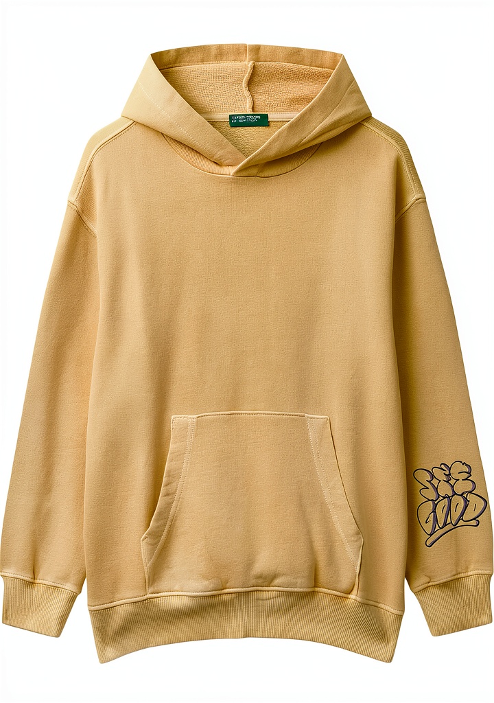 'Felpa con cappuccio Benetton in cotone per bambini in colore verde'