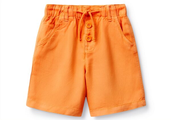 Pantaloncini bambini Benetton lino lyocell grigio arancione