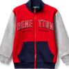 Felpa Benetton zip cotone collo alto ragazzi stampa logo-0