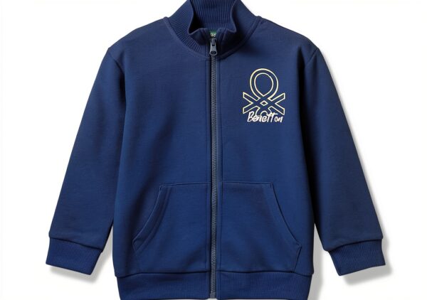 Felpa Benetton zip collo alto bambino sportiva comoda-0