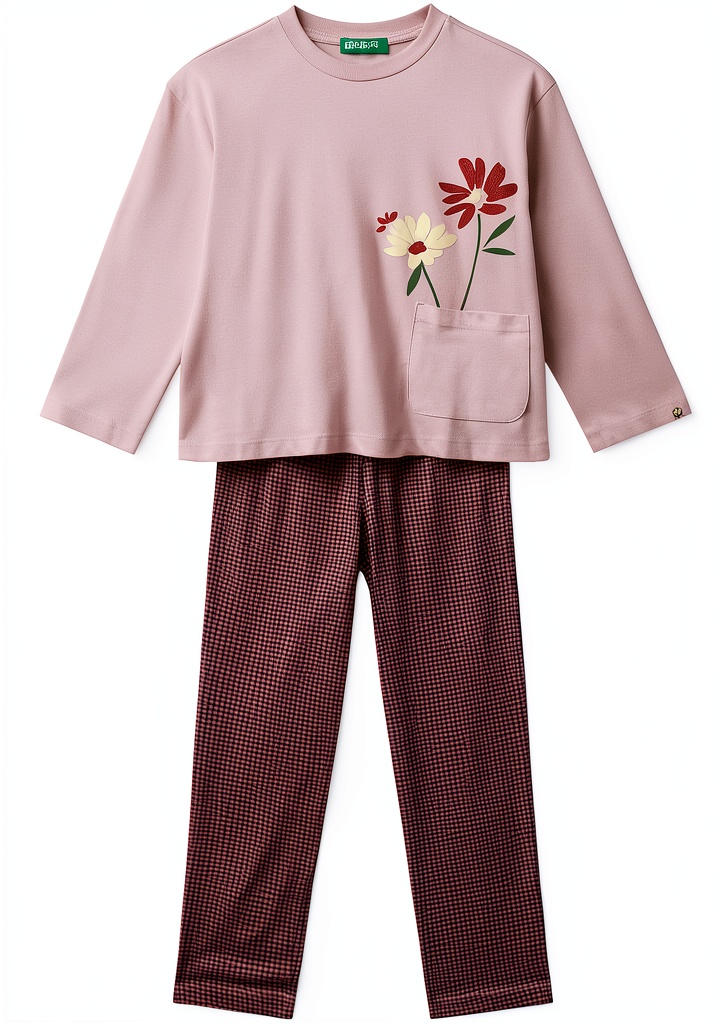 Set pigiama Benetton viola con grafica polvere di stelle