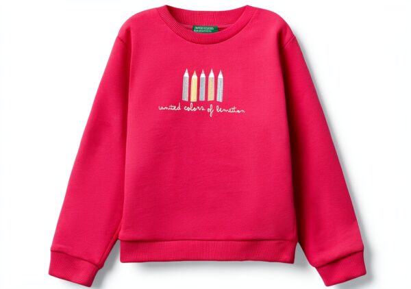 Felpa United Colors Benetton bambine cotone organico stampa