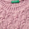 Maglia ciniglia Benetton bambine trecce verde viola-2