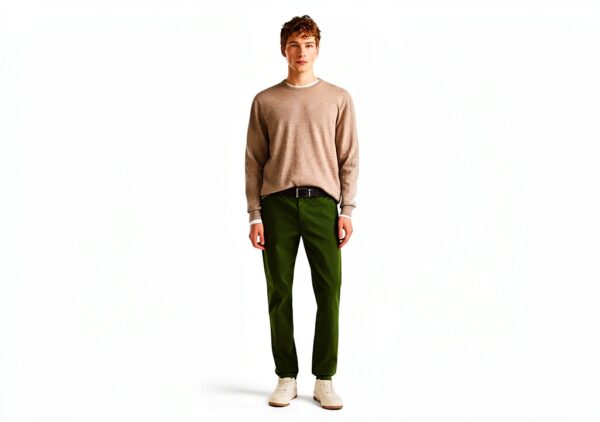 Pantaloni Chino Uomo Benetton Gabardina Stretch Design-2
