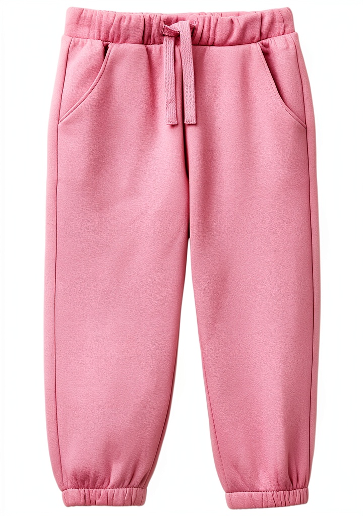 'Bambina di 4 anni che indossa il pantalone rosa United Colors of Benetton in un parco'