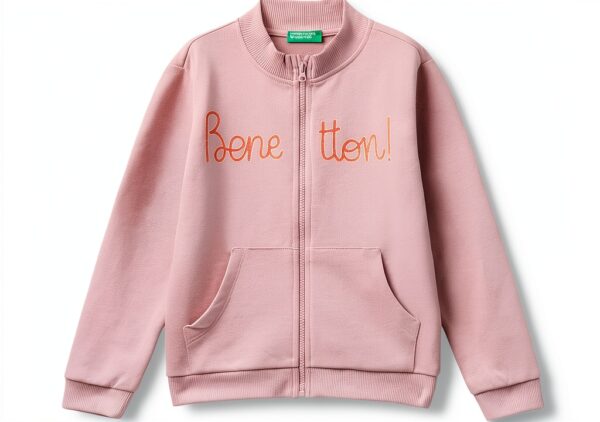 Felpa bambina United Colors Benetton cotone viola glitter