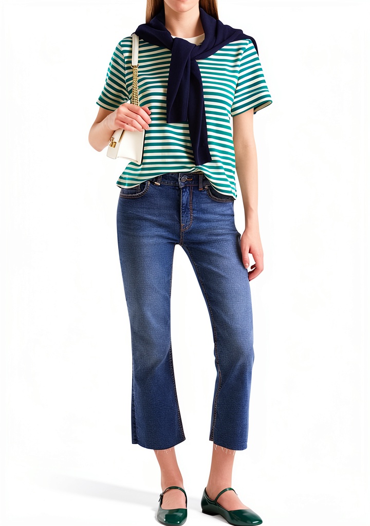 Bambino che indossa jeans United Colors of Benetton in ambiente domestico