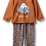 Pigiama Benetton cotone smerigliato orso bambini ragazzi-0