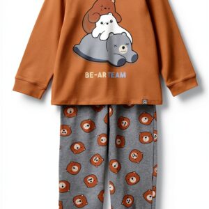 Pigiama Benetton cotone smerigliato orso bambini ragazzi-0