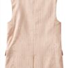 Gilet donna Benetton cotone lino doppiopetto lungo gessato-2