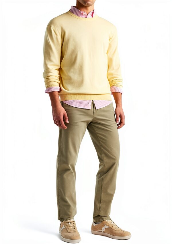 Benetton Pantaloni Chino Uomo Gabardina Stretch Design-1