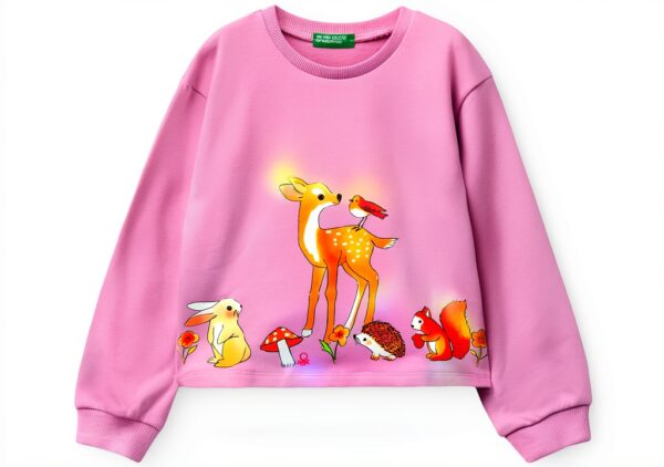 Felpa bambine United Colors Benetton cotone poliestere over