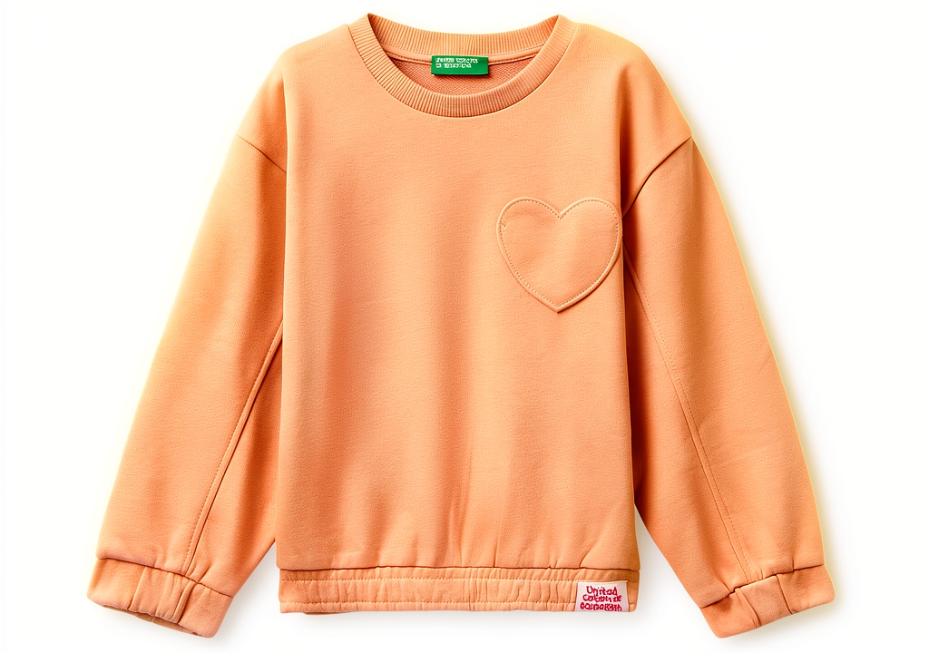 Felpa United Colors Benetton per bambine in rosa con tasca a cuore