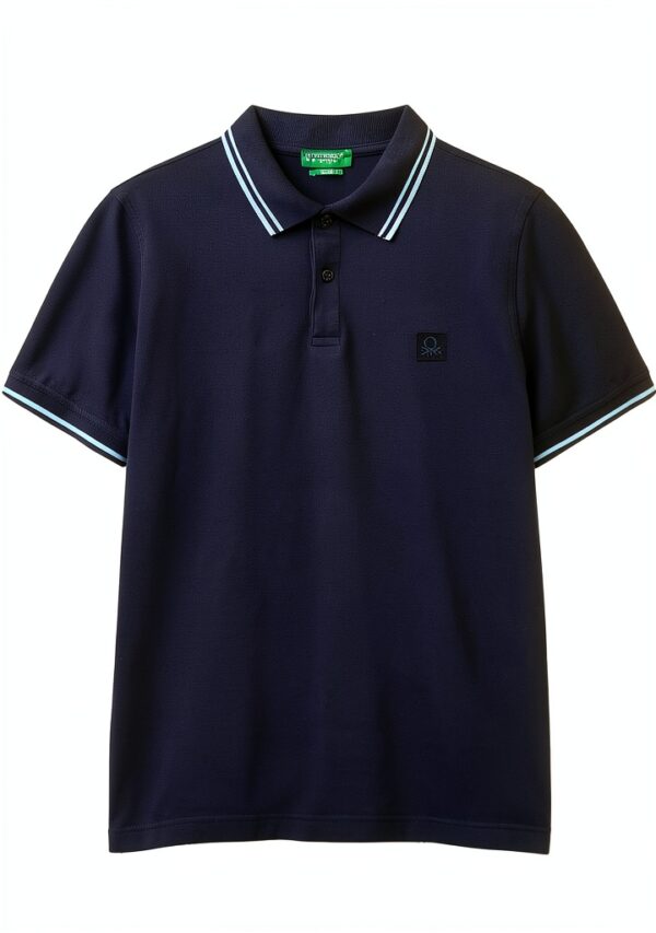 Polo Uomo Benetton cotone stretch slim fit ricamo