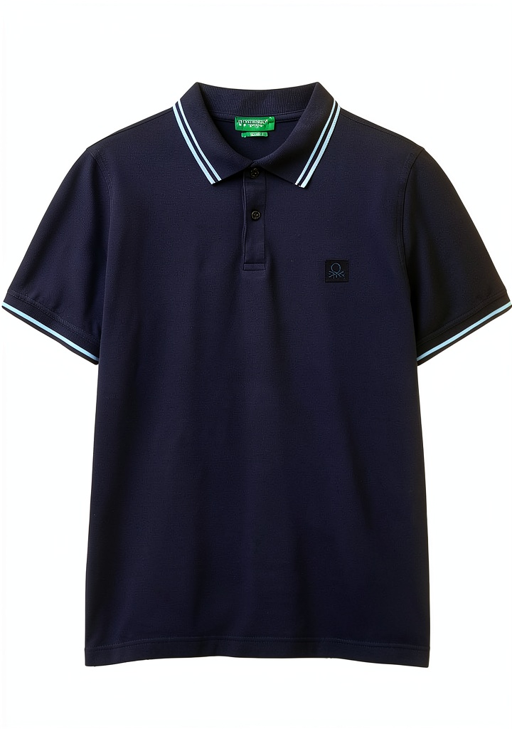 Polo Benetton in cotone stretch con dettagli contrastanti