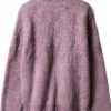 Maglia ciniglia Benetton bambine trecce verde viola-1