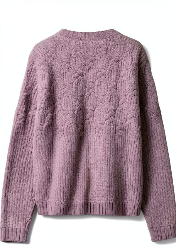 Maglia ciniglia Benetton bambine trecce verde viola-1