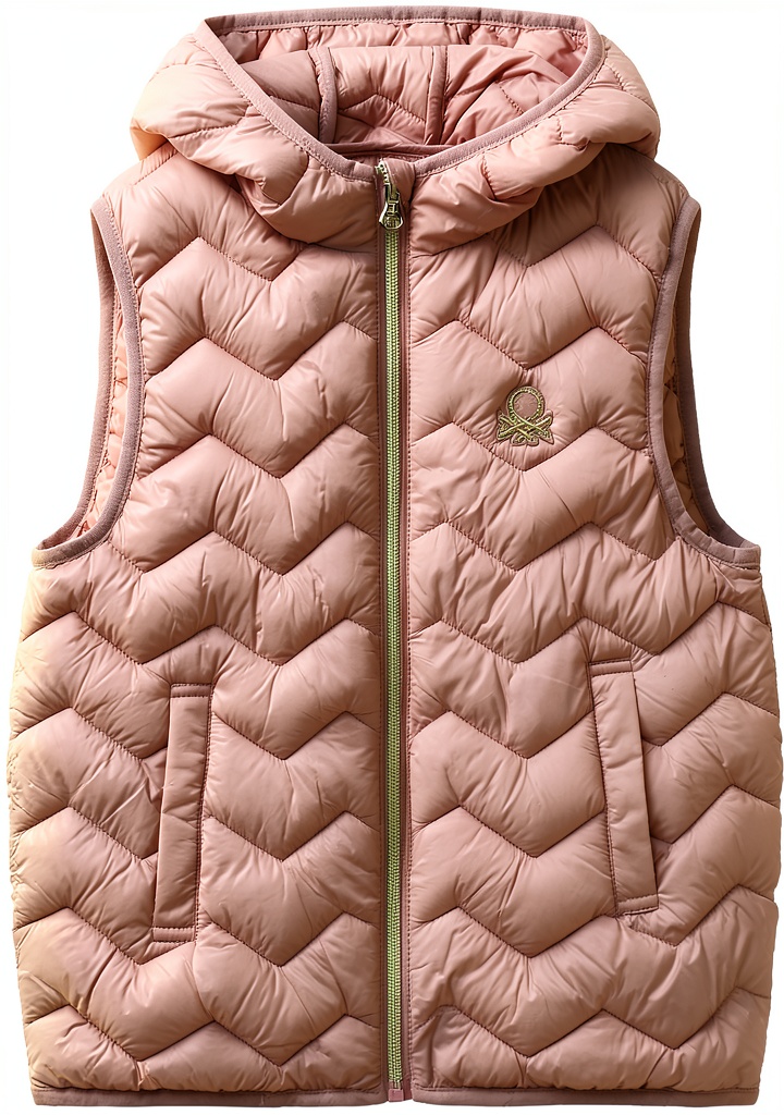 'Gilet United Colors Benetton viola per bambina indossato all'aperto'