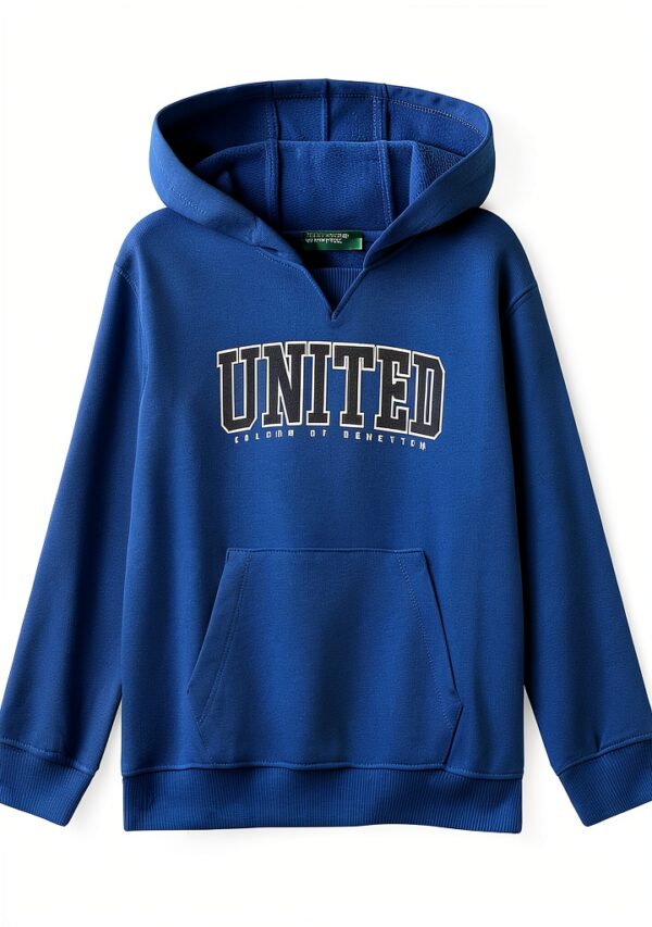 Felpa con cappuccio bambino Benetton cotone blu 5 anni