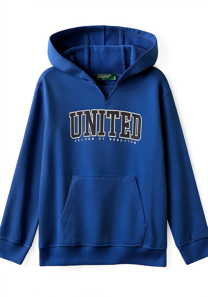Felpa con cappuccio Benetton blu per bambino di 5 anni