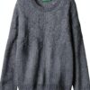 Maglia ciniglia Benetton bambine trecce verde viola-0