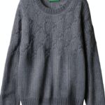 Maglia ciniglia Benetton bambine trecce verde viola-0