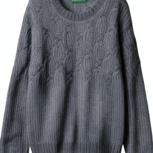 Maglia ciniglia Benetton bambine trecce verde viola-0