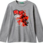 T-shirt bambini Benetton cotone manica lunga stampa-0