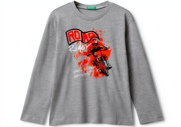 T-shirt bambini Benetton cotone manica lunga stampa-0