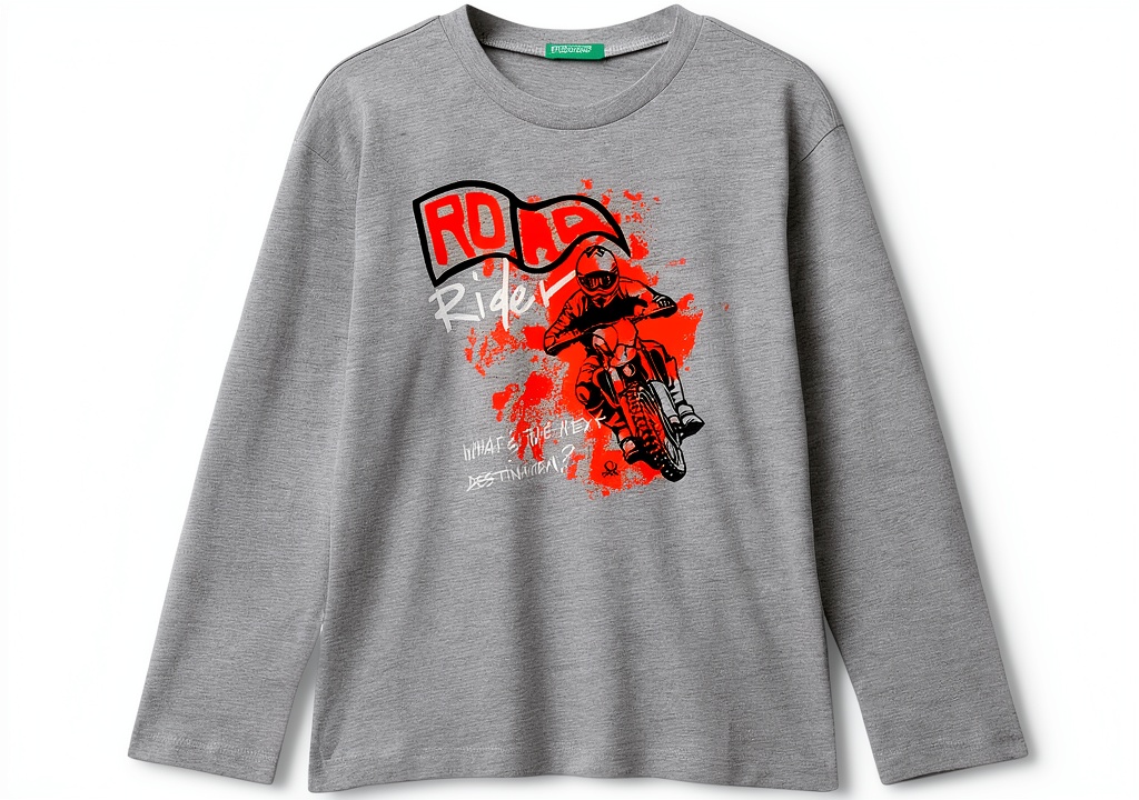 T-shirt Benetton bambini in cotone con stampa multicolore