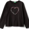 T-shirt Benetton cotone organico ricamo pailettes ragazze-0