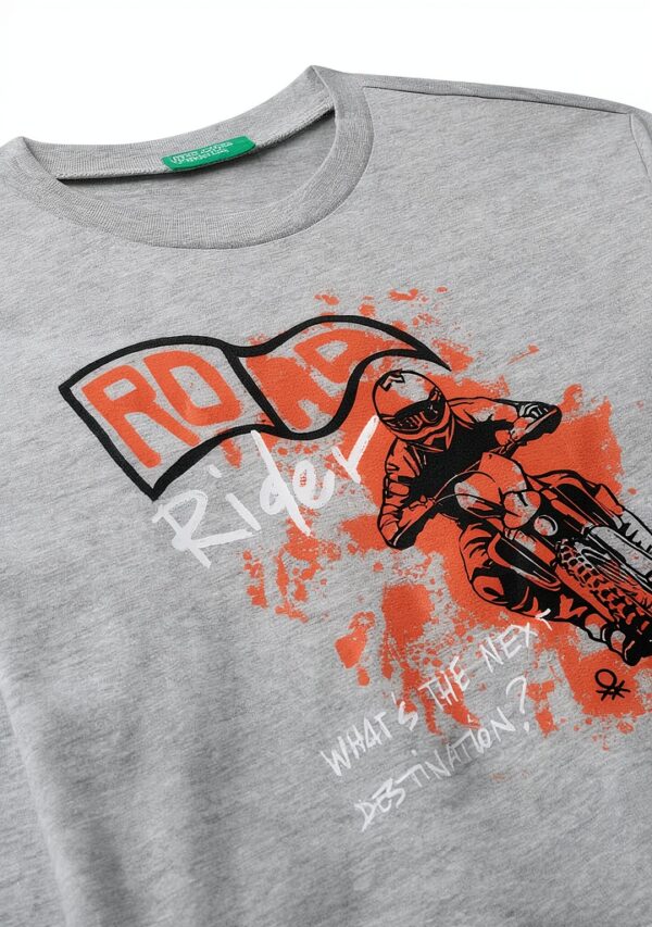 T-shirt bambini Benetton cotone manica lunga stampa-2