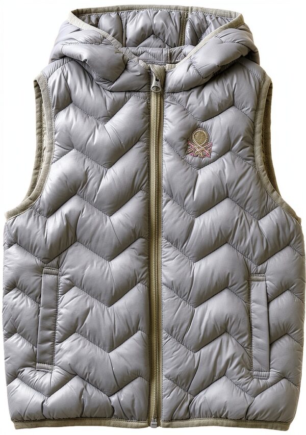 Gilet Benetton bambine microiniezione cappuccio blu verde-0